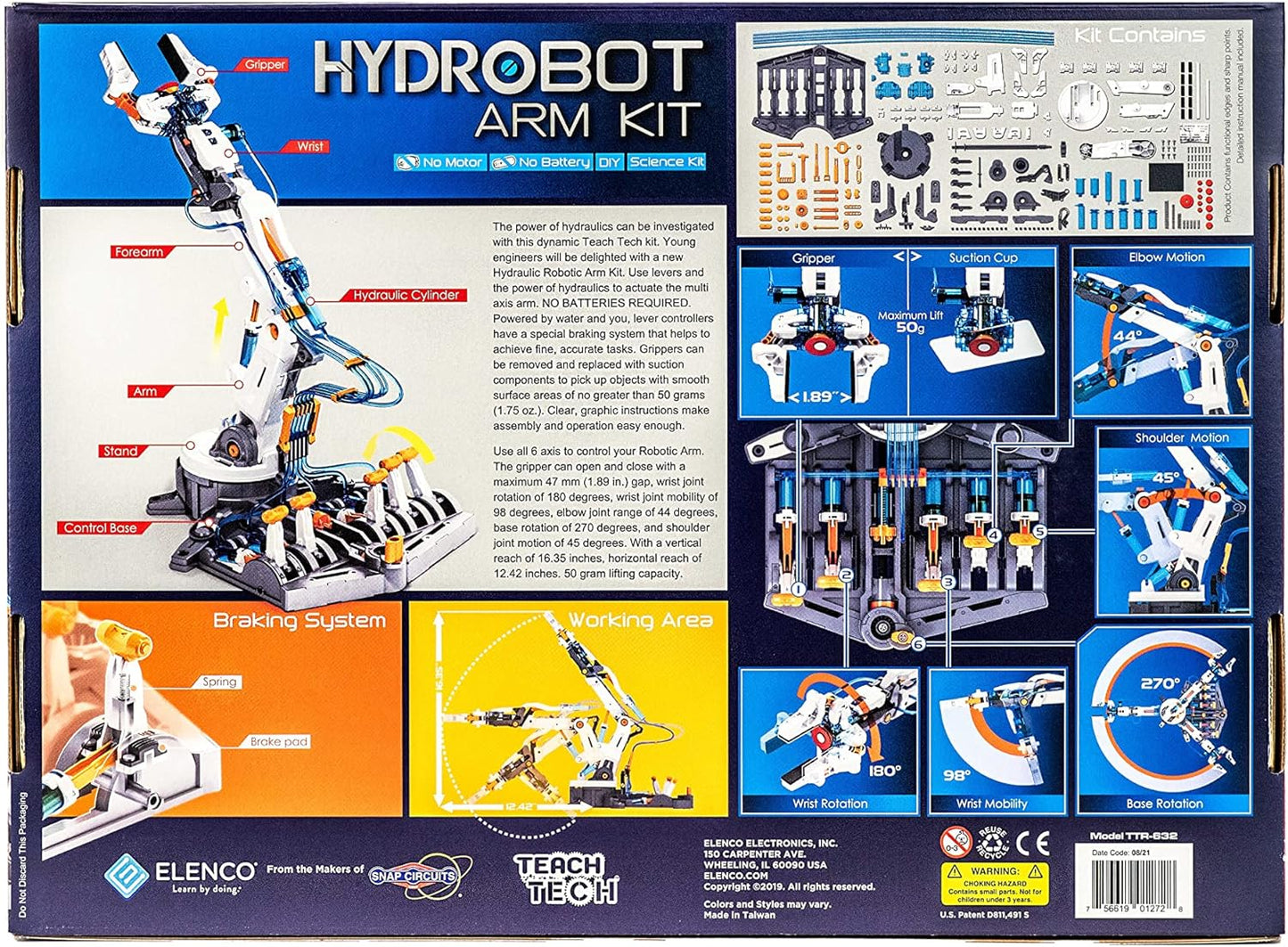 Teach Tech “Hydrobot Arm Kit”, Hydraulic Kit, STEM Building Toy for Kids 12+