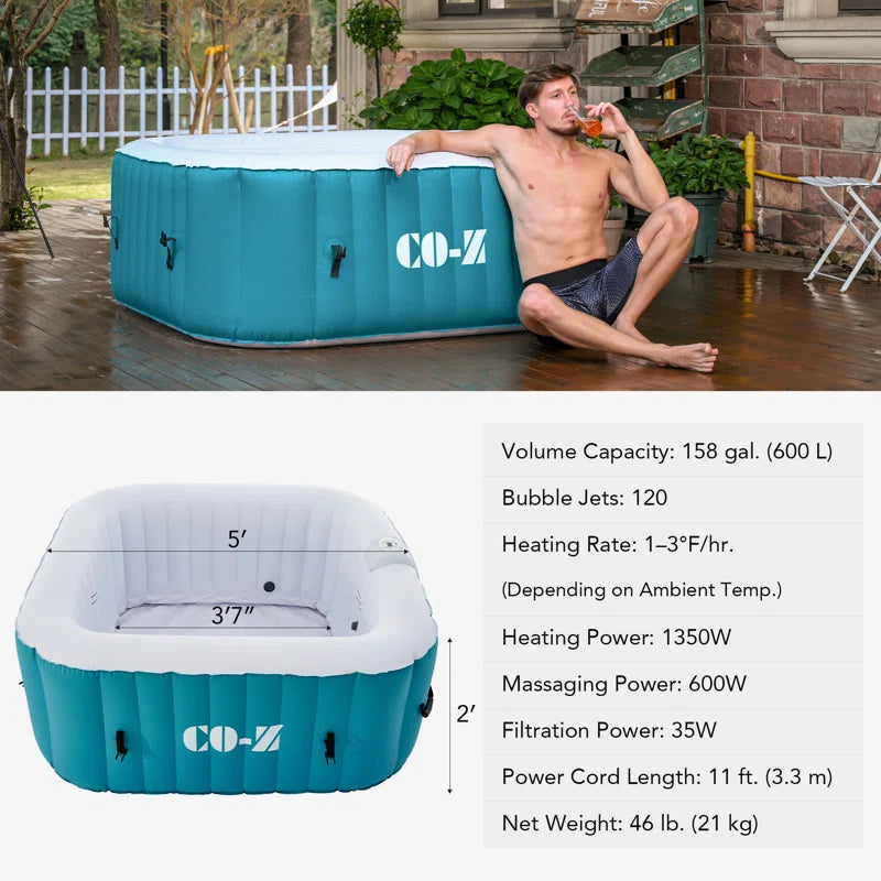 120 Volt 4 Person - Person 120 - Jet Vinyl Square Inflatable Hot Tub