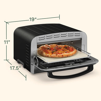 Indoor Pizza Oven – Versatile Temp Range Reaches 700°F – Bake 12” Pizzas in Minutes – Portable Countertop Pizza Oven – Stainless Steel – CPZ-120BKS