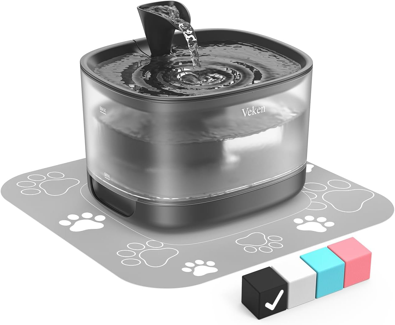 Cat Water Fountain, 84Oz/2.5L Automatic Pet Water Fountain Dog Water Dispenser with a Detachable Water Tank, Easy Cleaning for Cats, Dogs (Black)