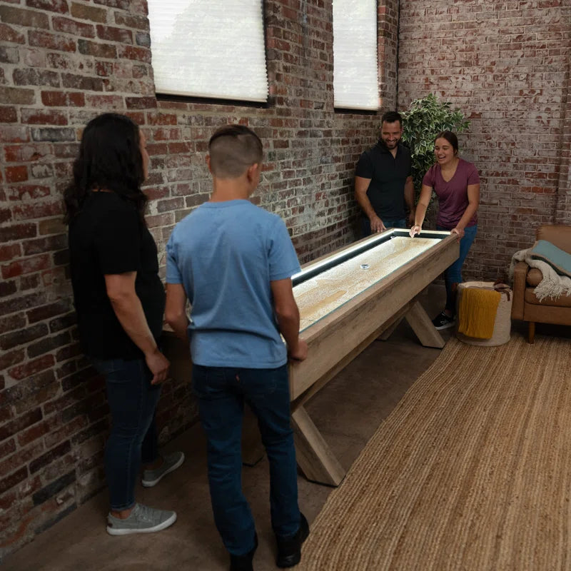 White Oak LED Shuffleboard Table with Buffet Top