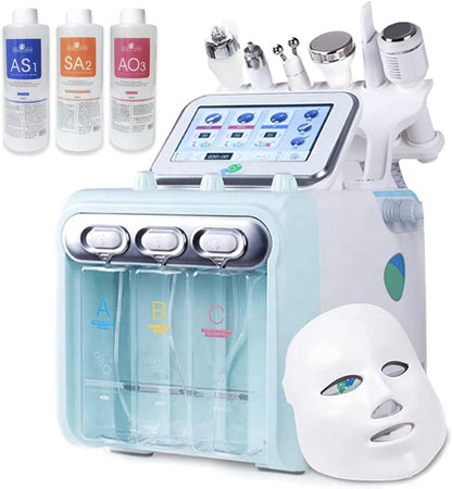 Hydrogen-Oxygen Facial Machine – a 7 in 1 Multifunctional Hydra Face Care Device for Skin Moisturizing – a Professional Vacuum Cleaning Jet for Home and Beauty Salon