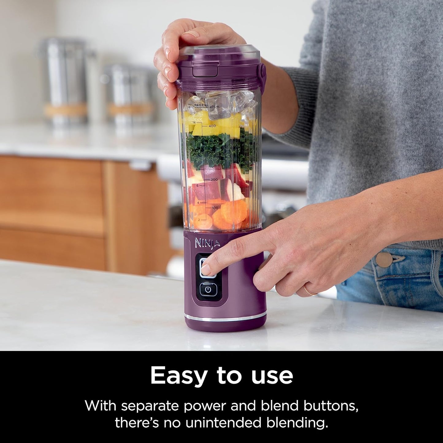 BC151PR Blast Portable Blender, Cordless, 18Oz. Vessel, Personal Blender-For Shakes & Smoothies, BPA Free, Leakproof-Lid & Sip Spout, USB-C Rechargeable, Dishwasher Safe Parts, Passion Fruit