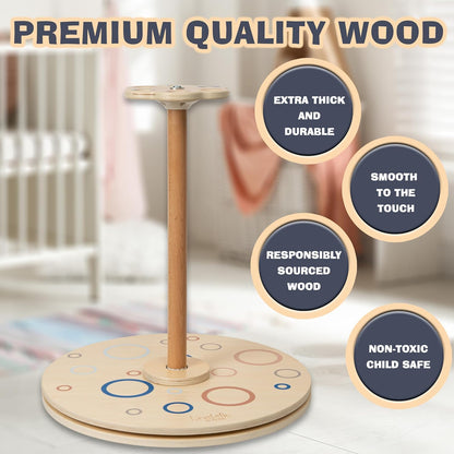 Wooden Stand and Spin Toy | Balance Board 360° Spinner Stand Toddler Toys Age 2, 3, 4, 5, Birthday for Boy Girl, 18 Months +, Kids Toy Indoor or Outdoor for 2 Year Old (Patent Pending)