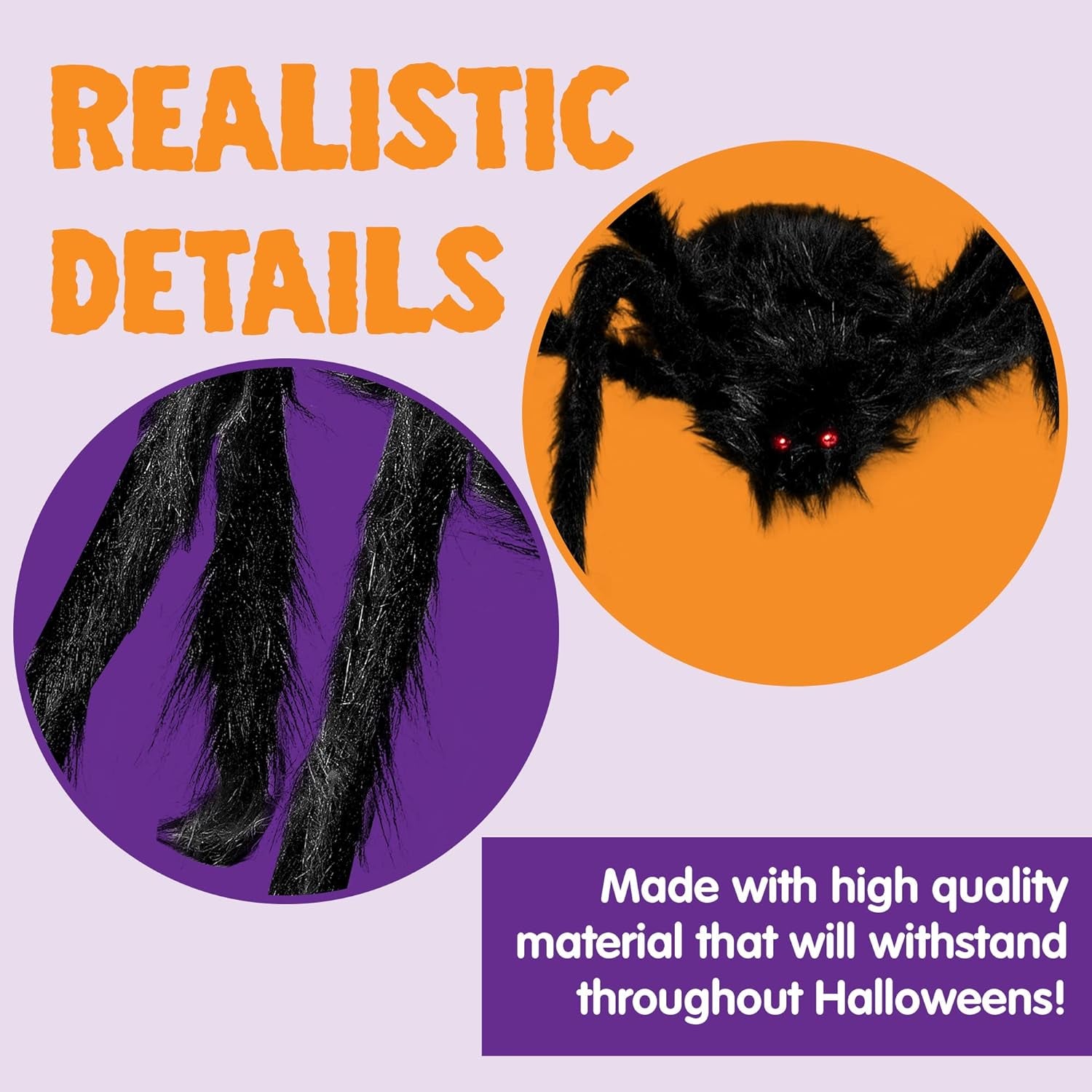 5 Ft. Halloween Outdoor Decorations Hairy Spider,Scary Giant Spider Fake Large Props for Yard Party Decor, Black