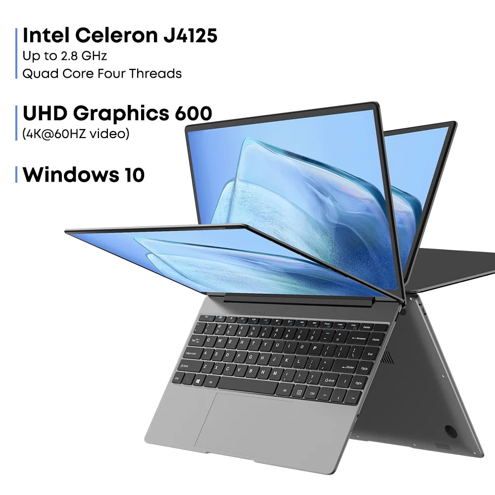 Gemibook 13" Laptop,256Gb SSD 8GB RAM,J4125 Intel® UHD Graphics 600(Up to 2.5Ghz),Windows 10 Notebook Gaming Computer,2160*1440 IPS Display,Wi-Fi,Bluetooth 5.1,Full Metal