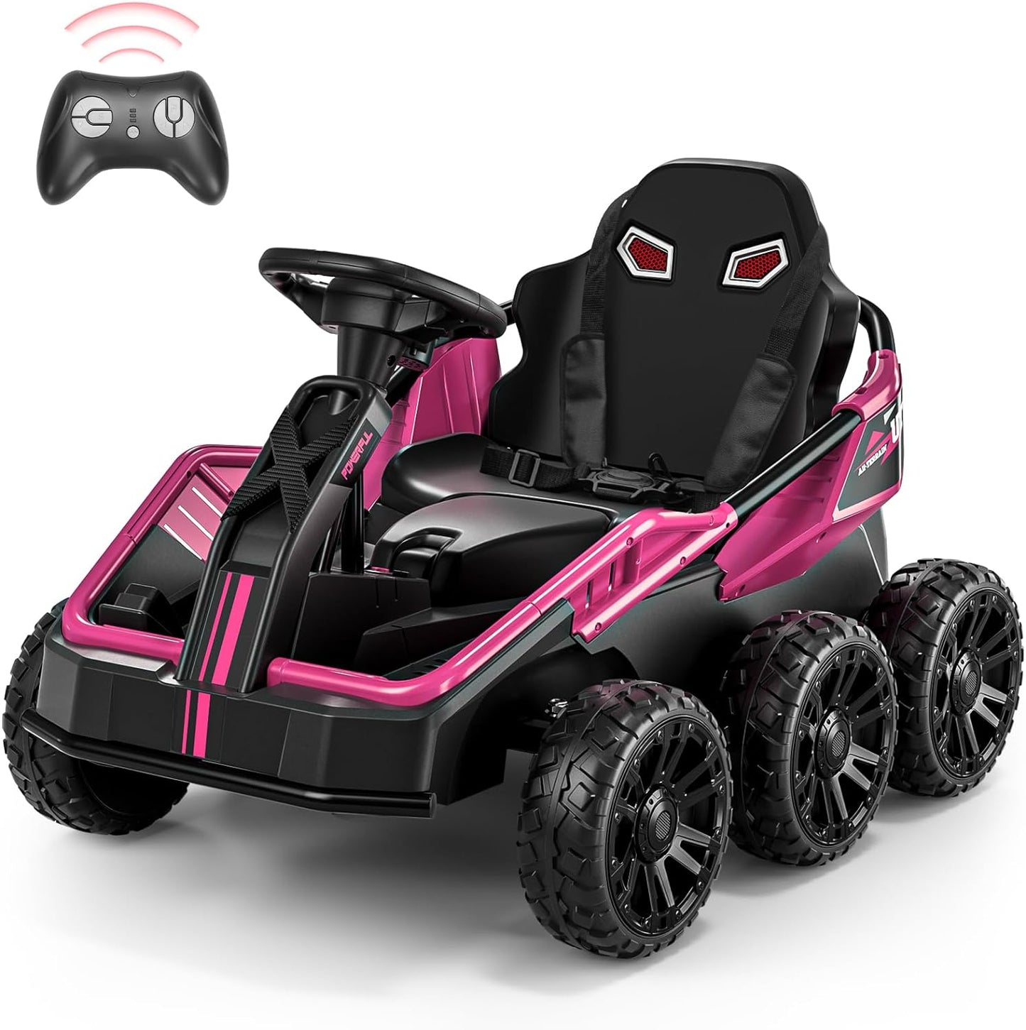 24V Ride on Toys for Big Kids, 6 Eva Wheels UTV, 4X75W 5.9MPH Powerful Electric Car, 4WD/2WD Switch, Parent Remote, 4 Shock Absorbers, Ideal Gift for Kids Ages 3+, X7 Pro Pink