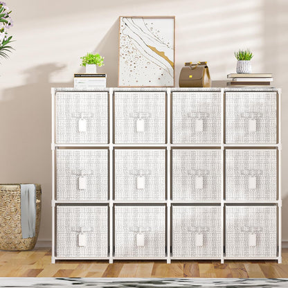 Cube Storage Organizer Shelf with 6 Printed Bins + Labels, Cubby Storage Organizer with Bins, Large Capacity Shelves for Storage,Closet, Living Room, Dorm, Yarn