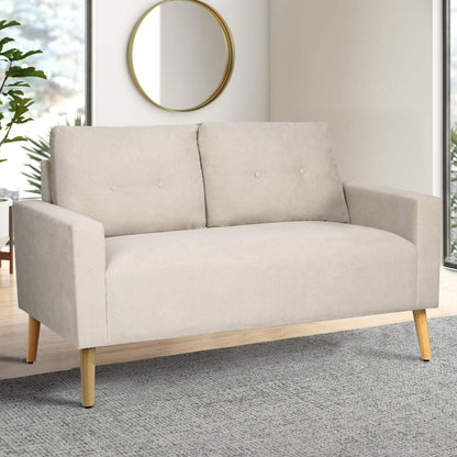 Mid-Century Loveseat Sleeper Button Tufted 2 Seater Sofa for Living Room, Beige