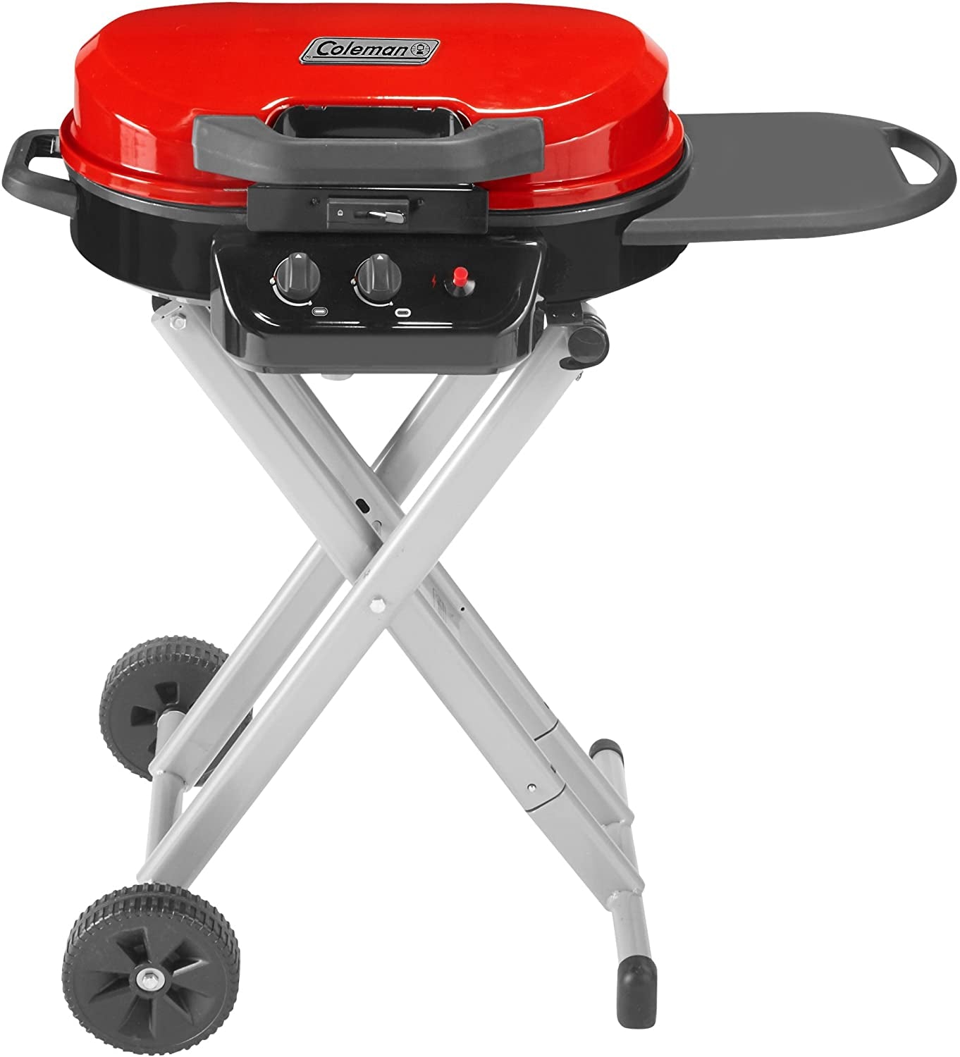 Roadtrip 225 Portable Stand-Up Propane Grill, Gas Grill with Push-Button Starter, Folding Legs & Wheels, Side Table, & 11,000 Btus of Power for Camping, Tailgating, Grilling & More