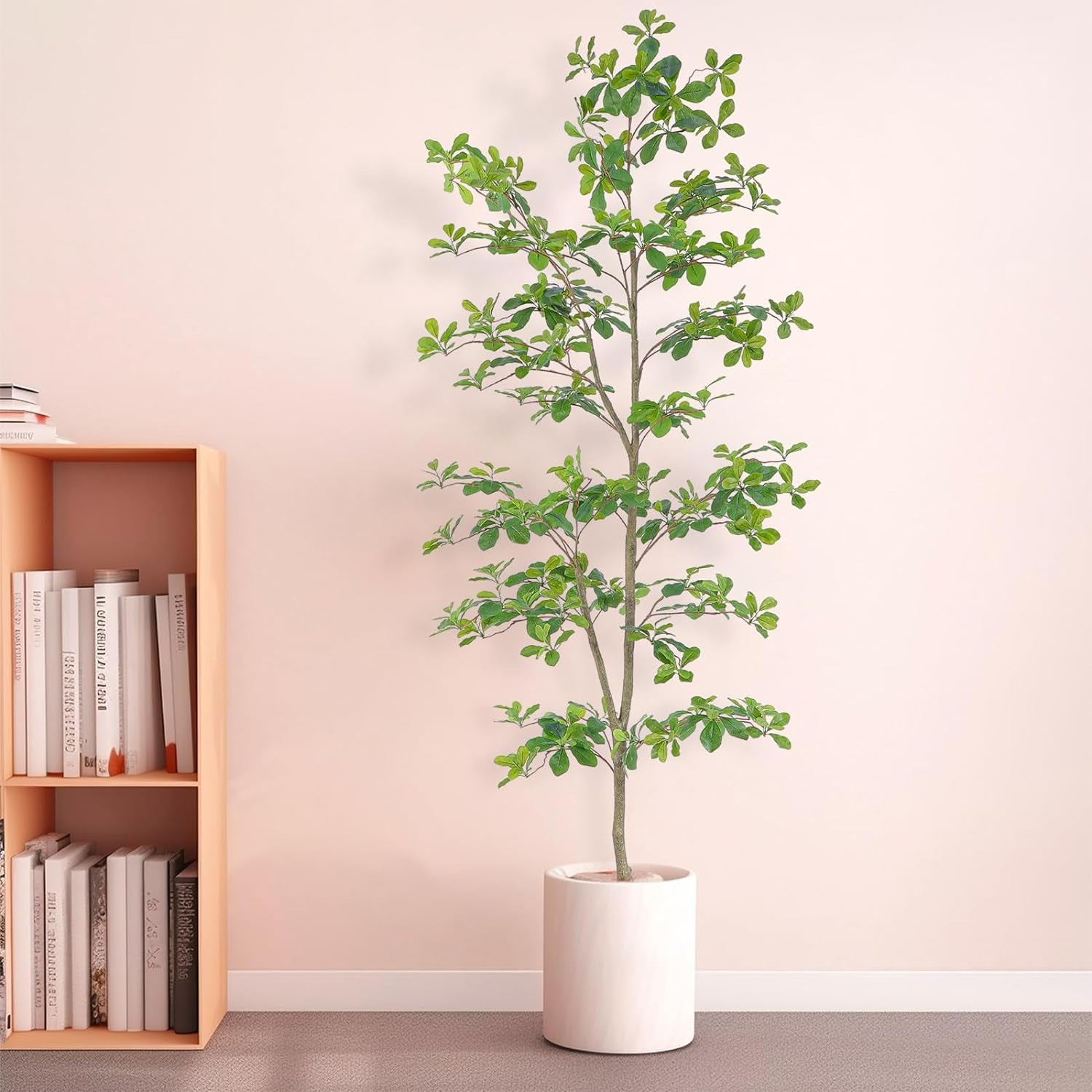 Faux Black Olive Tree 7Ft, Tall Faux Trees Indoor with Natural Trunk and Realistic Leaves. 7 Feet(84In) Artificial Tree for Home Office Décor.