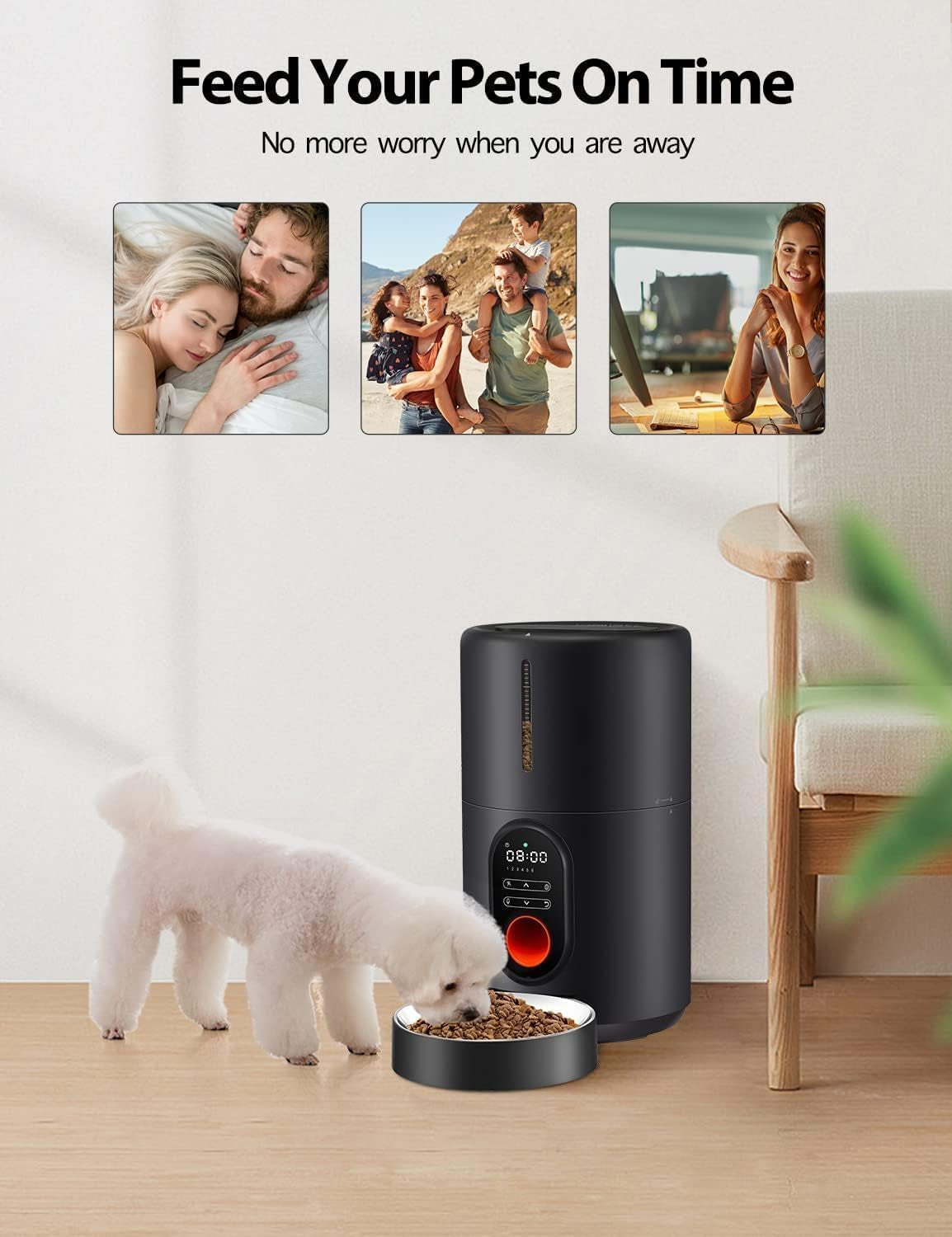 Automatic Cat Food Dispenser, Automatic Cat Feeders with Freshness Preservation, Timed Cat Feeder for Dry Food,Up to 6 Meals per Day,Timed Pet Feeder for Cats/Dogs