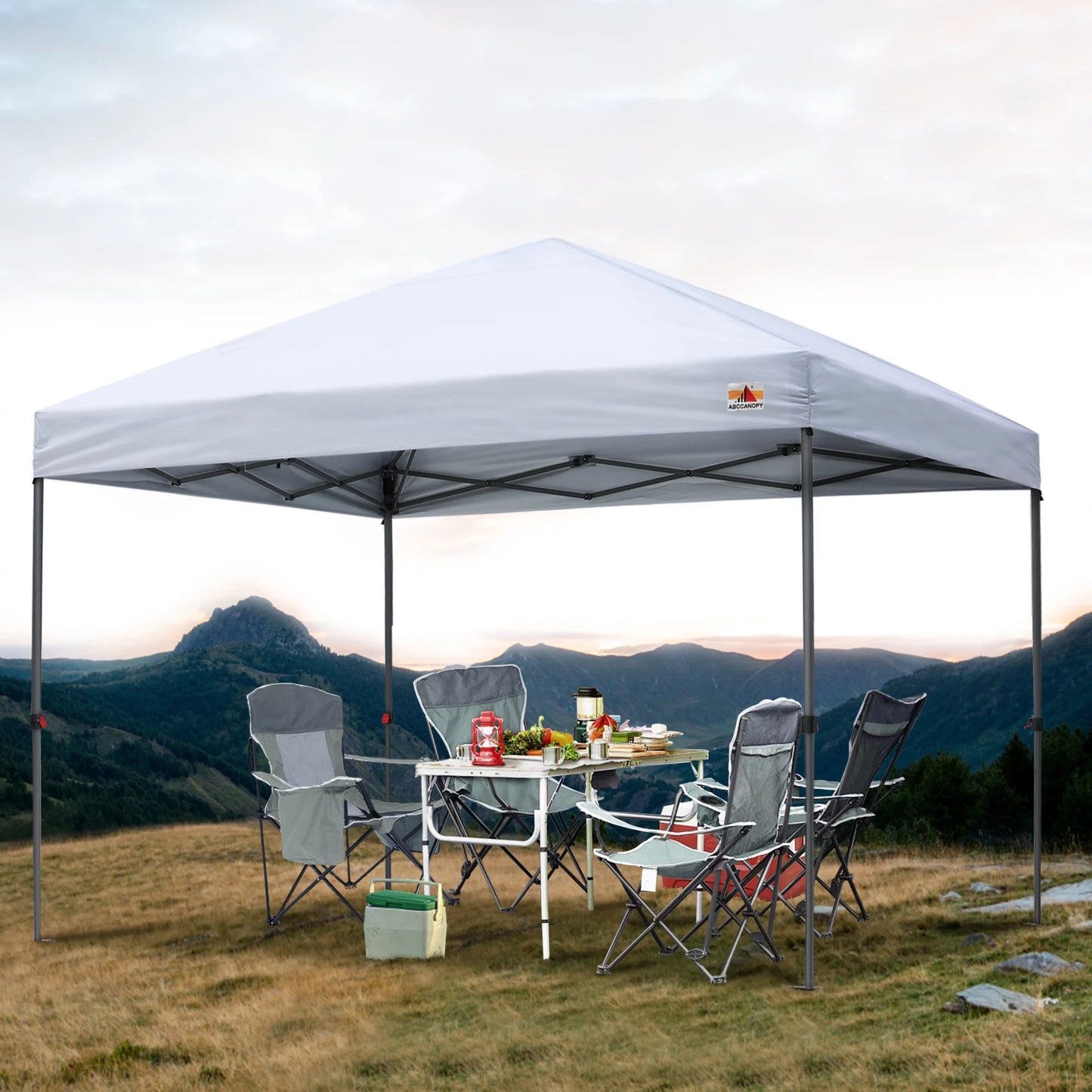 10 Ft X 10 Ft Easy Pop up Outdoor Canopy Tent, White