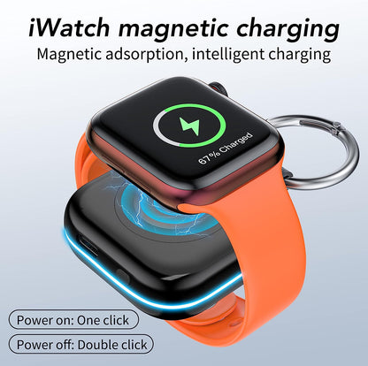 Portable Charger for Apple Watch,Wireless Magnetic Iwatch Charger 1200Mah Power Bank Travel Keychain Accessories Smart Watch Charger for Apple Watch Series 9/8/7/6/Se/5/4/3/2/1/Uitra/Uitra 2