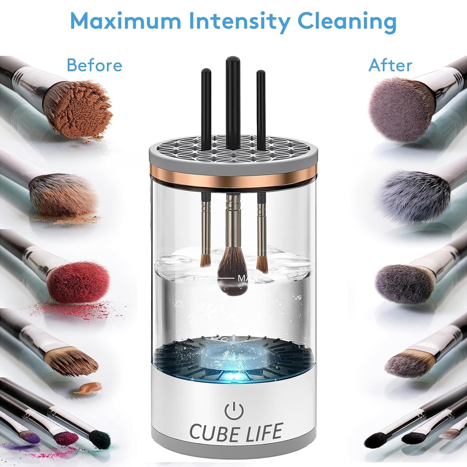 Electric Makeup Brush Cleaner, Fast Makeup Brush Cleaner Machine with Makeup Brush Cleaning Mat, Beauty Blender Cleaners for All Size Makeup Brush, Great Gift for like Makeup Friends