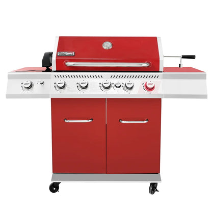 5 - Burner Free Standing Liquid Propane 74000 BTU Gas Grill with Side Burner and Cabinet