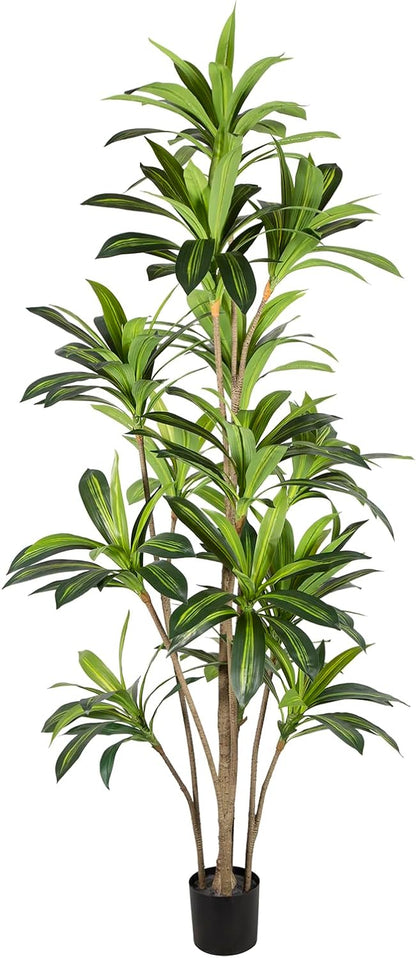 Artificial Tree 8.2FT, Fake Dracaena Silk Plants Tree 98.4IN Outdoor Indoor in Pot Large Dracaena Silk Plants for Living Room Patio Pool Garden Home Office Decor, Green