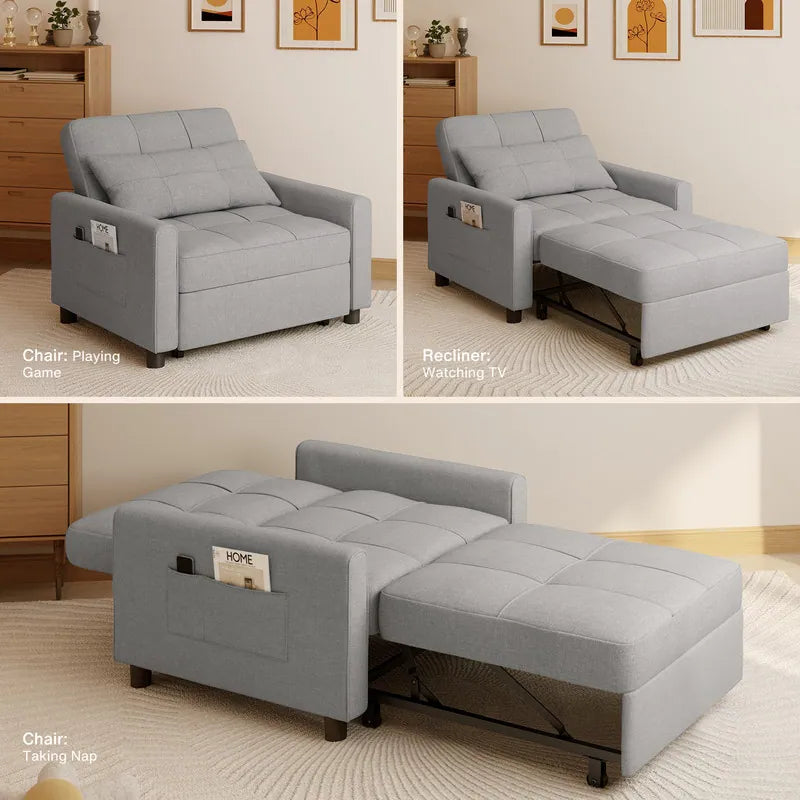 3-In-1 Adjustable Sleeper Sofa Bed, Pull Out Sleeper Chair Sofa, Convertible Folding Lounge Chair