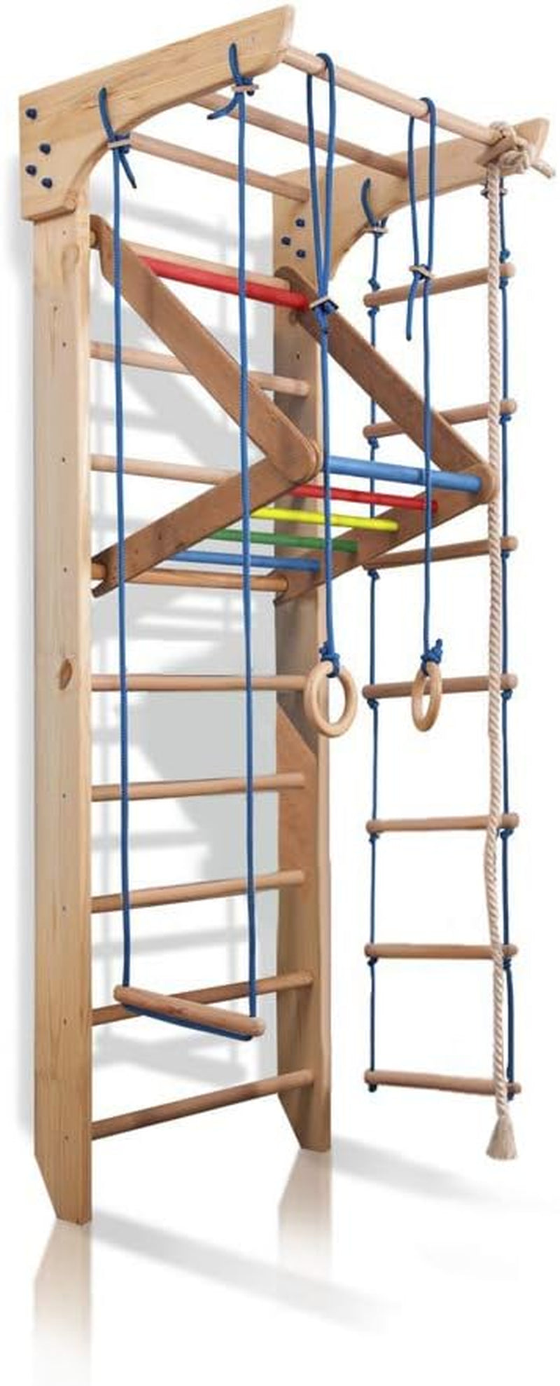 Wall Bars for Kids, Wood Stall Bar, Wooden Swedish Ladder, Kinder-4-Color - CERTIFICATE of SAFE USE Home Gym Gymnastic, Climbing Kids, Indoor Children Playground