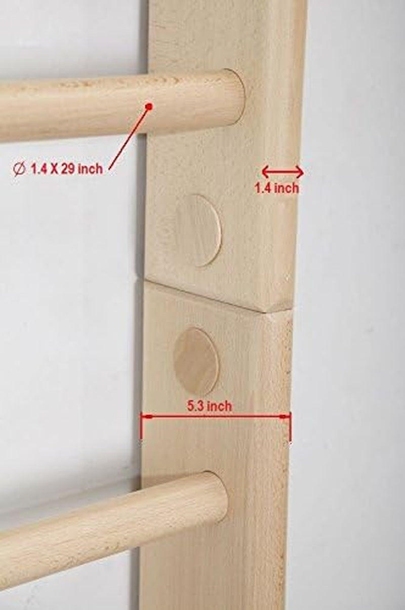 Wall Bars for Kids, Wood Stall Bar, Wooden Swedish Ladder, Kinder-4-Color - CERTIFICATE of SAFE USE Home Gym Gymnastic, Climbing Kids, Indoor Children Playground