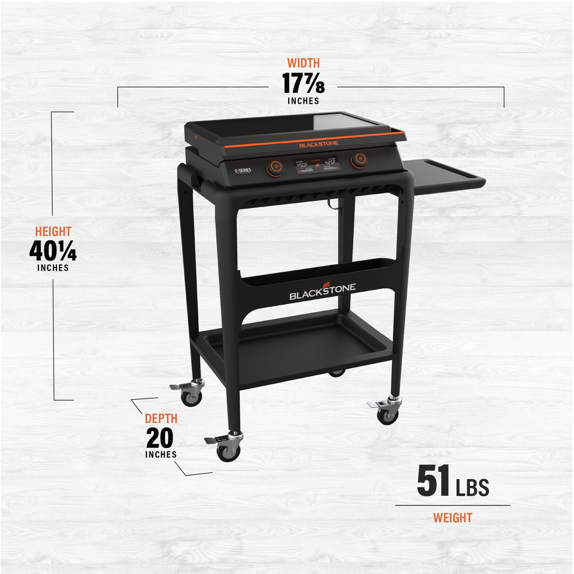 E-Series 2-Burner 22" Electric Tabletop Griddle with Prep Cart