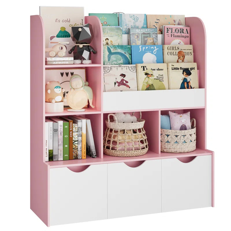 Annyah 47.2''H X 42.5''W Toy Boxes and Organizers, Bookcase with 3 Removable Drawers