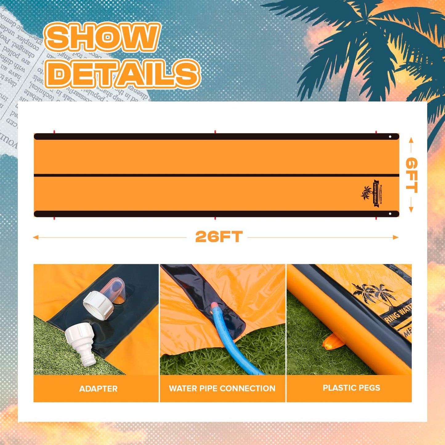 Slip Water Slide for Kids and Adults, 26Ft Extra Long Double Slip with 2 Inflatable Bodyboards, Adults and Kids Slip Water Slide for Backyard Lawn, Summer Outdoor Water Toy - Design By Technique