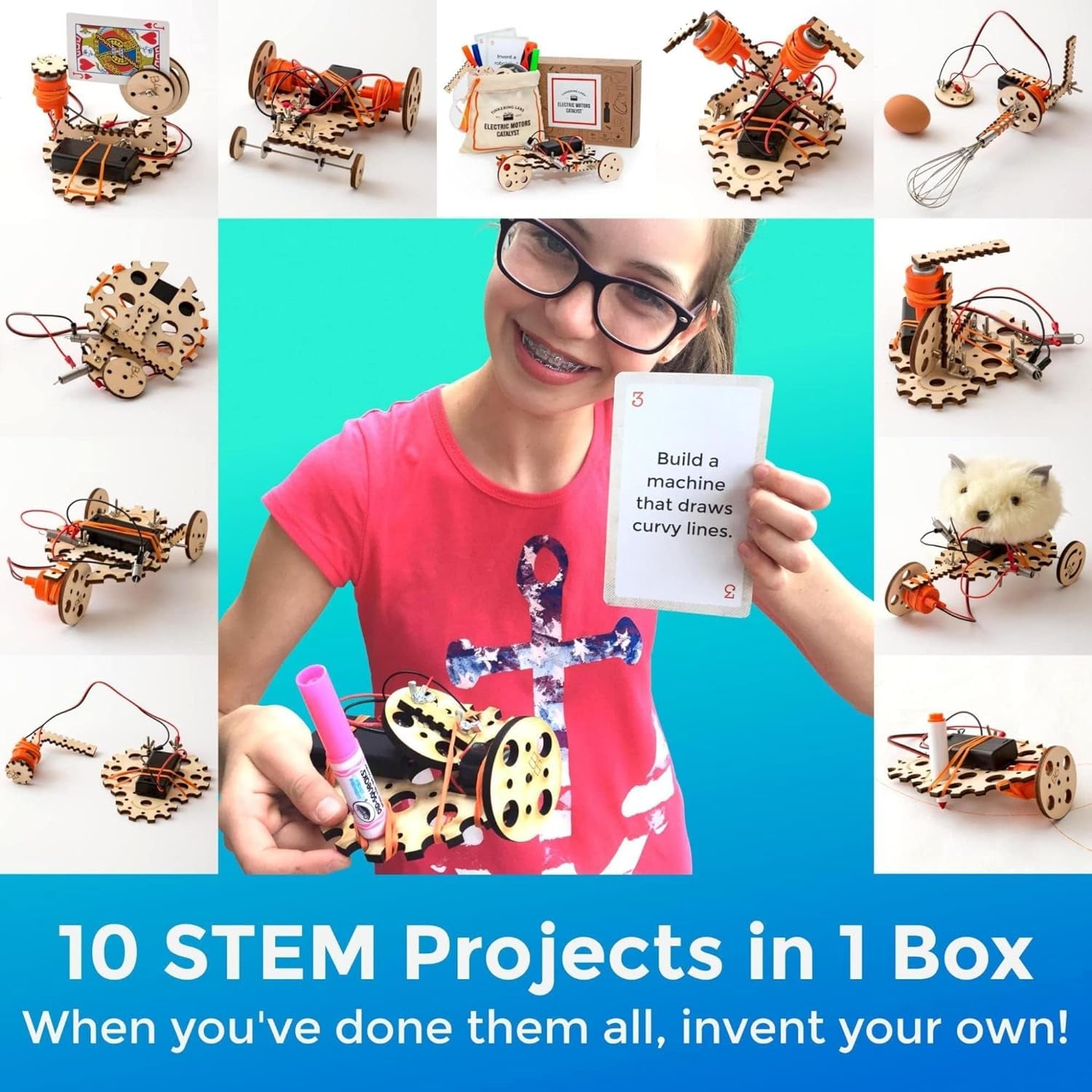 Robotics Engineering Kit | Designed by Scientists in USA | 50+ Parts | 10+ STEM Projects for Kids 8-12 | Learn Electronics, Science | Grow Creativity, Grit | Great DIY Inventor Toy Gift