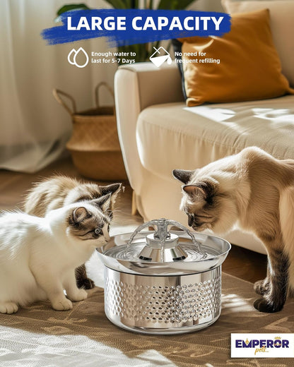 Stainless Steel Cat Water Fountain - 108Oz/3.2L Ultra-Quiet Automatic Pet Water Fountain Cat Fountain | Premium Pet Water Fountain, Dishwasher Safe, Pet Fountain Great for Multiple Pets -1 Filter