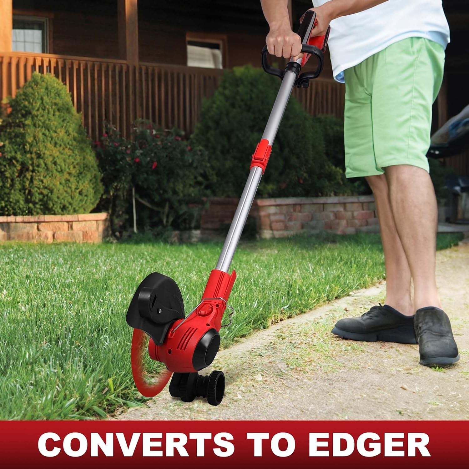 Cordless Weed Wacker & Edger & Lawn Mower with 2.5Ah Battery, 3-In-1 Weed Wacker Battery Operated, Running Time 50~75 Mins (Battery and Charger Included)