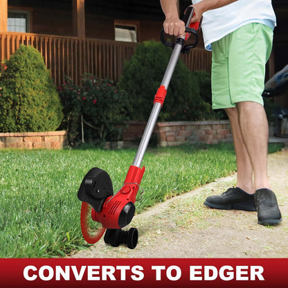 Cordless Weed Wacker & Edger & Lawn Mower with 2.5Ah Battery, 3-In-1 Weed Wacker Battery Operated, Running Time 50~75 Mins (Battery and Charger Included)