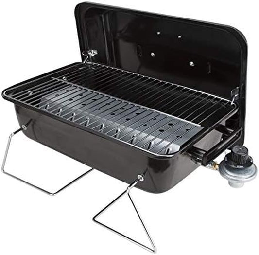 Omaha Go Anywhere Portable Gas Grill - Mini BBQ Propane Grill for Camping, RV, Tailgate - Cooks 8 Hamburgers at Once - Long Life Steel - Foldable Legs