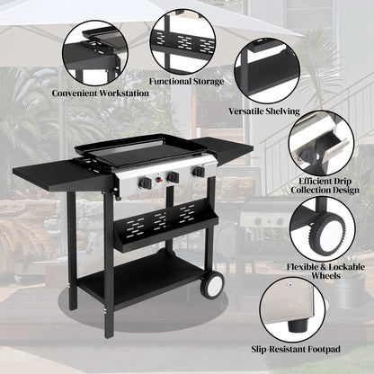 3-Burner Propane Gas Grill Griddle Flat Top Grills 2 in 1 Tabletop Griddle