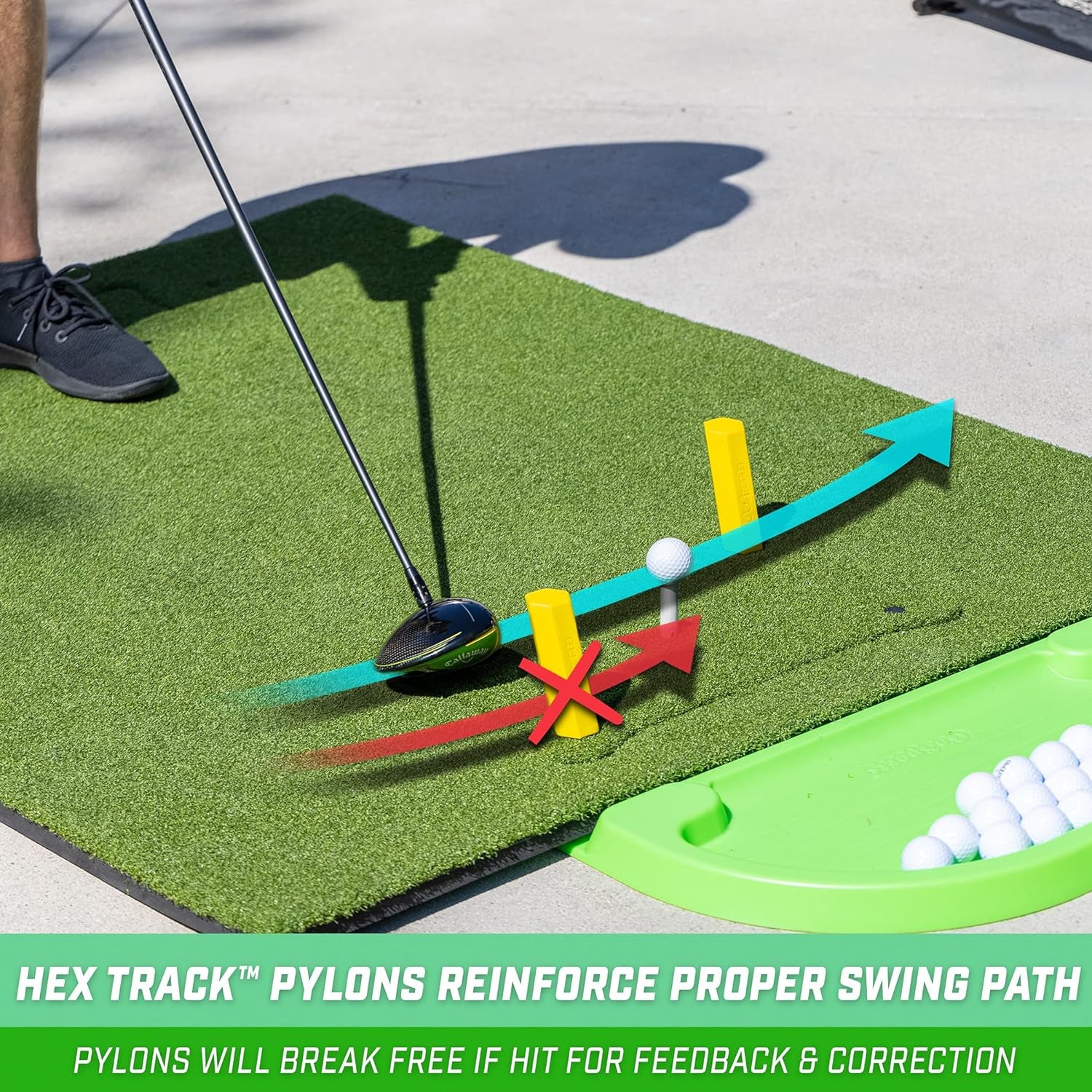 5 Ft X 4 Ft PRO Golf Practice Hitting Mat, Includes 5 Interchangeable Inserts for the Ultimate At-Home Instruction, Green