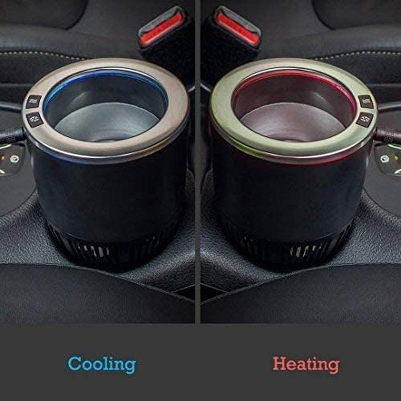 2-In-1 Car Cup Cooler Warmer Smart Temperature Control Travel Coffee Car Cup Holder， Smart Car Tumbler Holder Suitable for Coffee, Baby Bottles, Water, Tea, Drinks(Black and Silver)