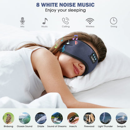 White Noise Bluetooth Sleep Headphones, Bluetooth Sleep Mask 3D Wireless Music Sleeping Headphones Earbuds for Insomnia Yoga Travel Office Relax Cool Tech Gadgets Gifts, Gray