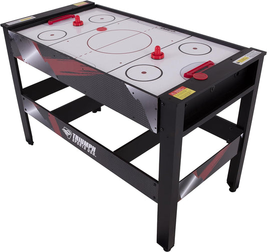 USA 4-In-1 Rotating Swivel Multigame Table – Air Hockey, Billiards, Table Tennis, and Launch Football , Black/White, 23.75 X 32.00 X 48.00"