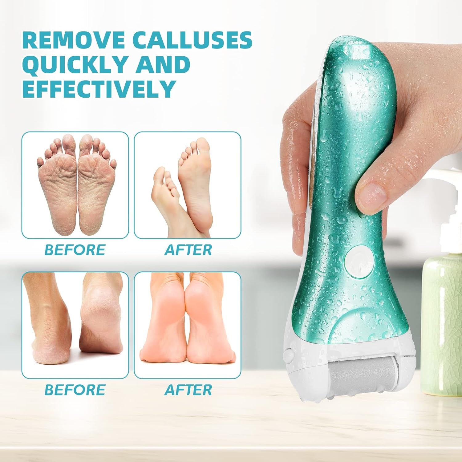 Callus Remover for Feet,  Electric Foot File Callus Removers Rechargeable Waterproof Pedicure Tools Foot Scrubber Shaver Feet Care Tool for Cracked Heels Dead Skin （Blue）