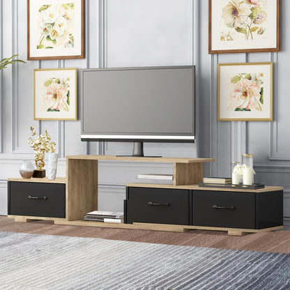 Modern Floating TV Stand with 3 Fabric Drawers and Shelf, Wooden Finish TV Console Television Stands Living Room TV Cabinet Wall Mounted Media Entertainment Center (Brown, 63" W)