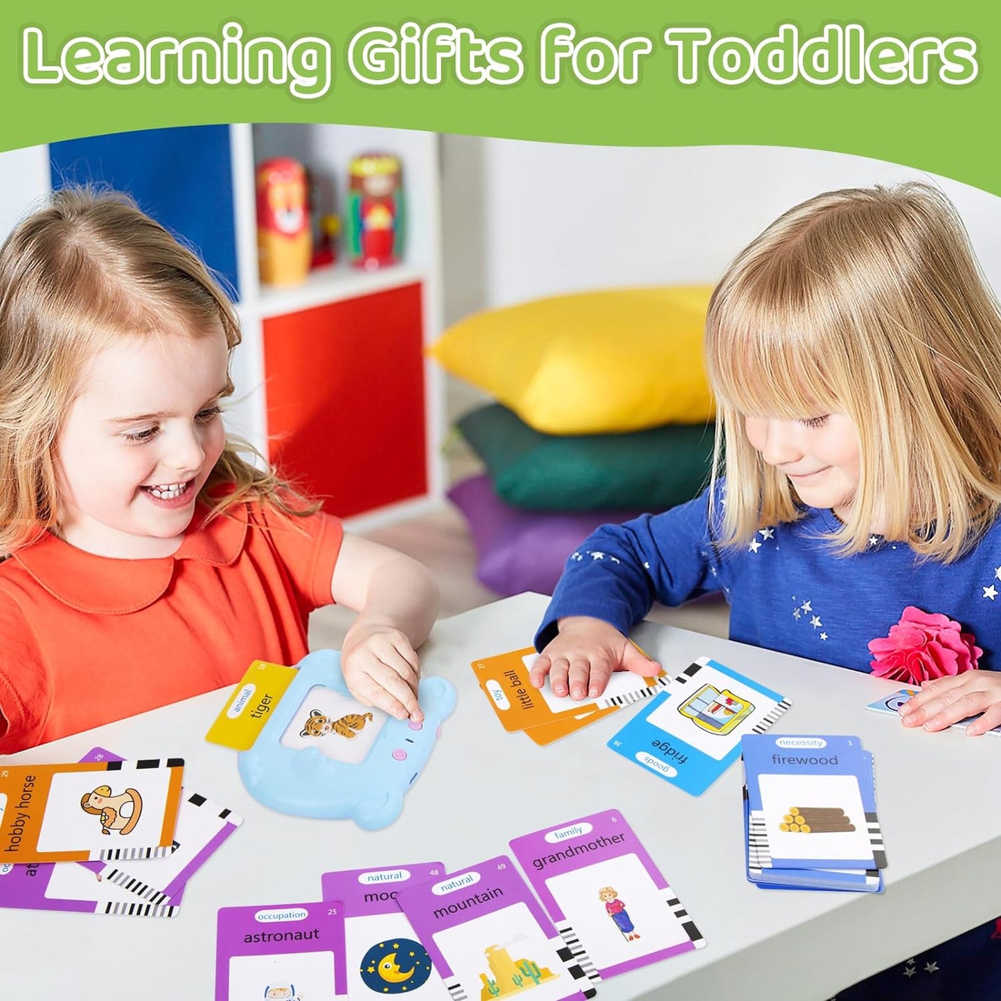 Talking Flash Cards for Toddlers, 510 Sight Words,Educational Learning Toys for 3+ Year Old Boys & Girls,Speech Therapy Toys,Autism Sensory Toys,Learning Montessori Toys, Pocket Speech Cards,Blue