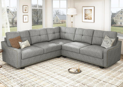 Convertible Sectional Sofa L Shaped Couch for Small Apartment Reversible Sectional Couch for Living Room,Light Grey