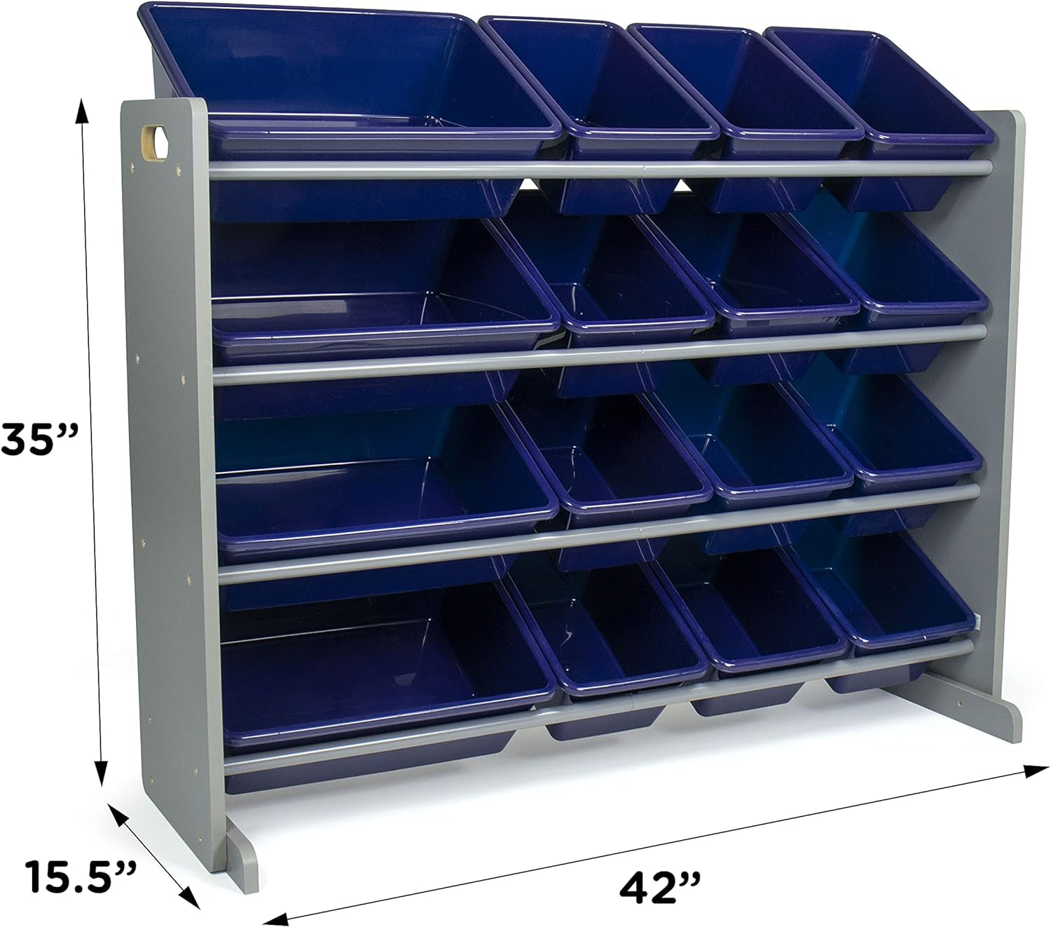 Toy Storage Organizer, Grey/Navy, 42X11X31 Inches,12X9X6 Inches,16X12X6 Inches