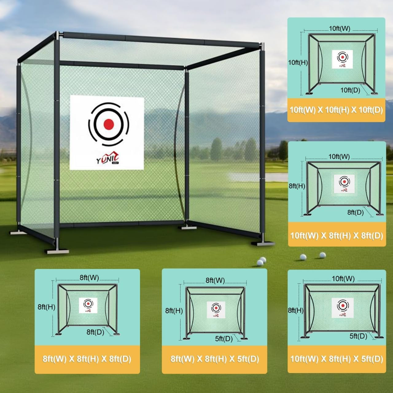 Golf Driving Cage with Steel Frame, Golf Nets for Backyard Driving for Full Swing and Chipping Practice Indoor Outdoor