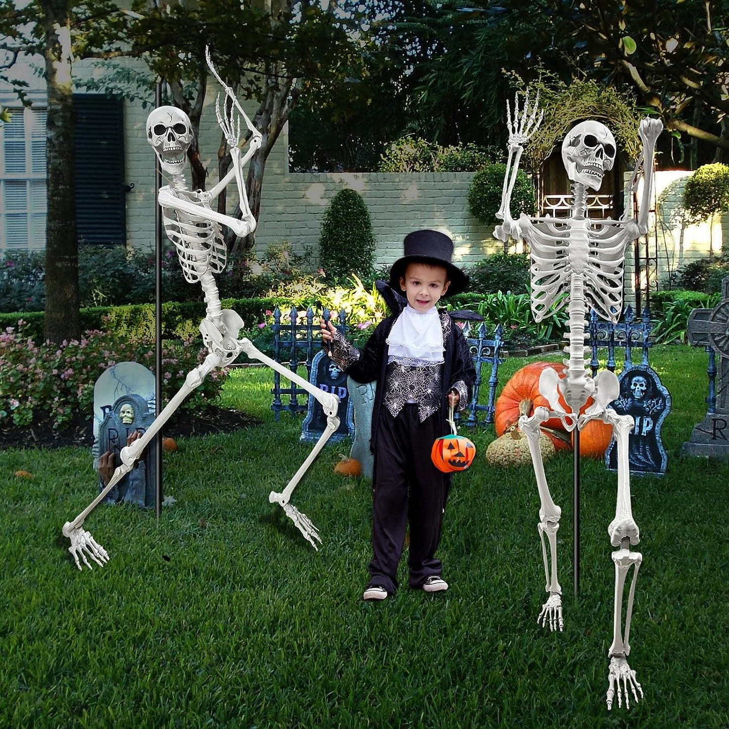 5.4Ft Halloween Life Size Human Skeleton with Movable Joints for Halloween Props Decorations