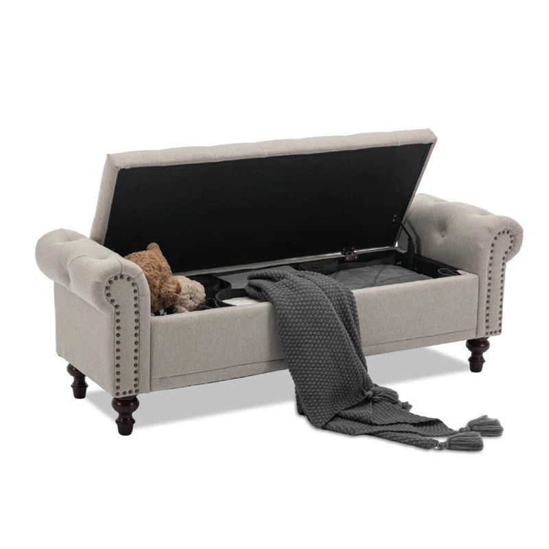 Polyester Blend Upholstered Storage Bench