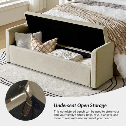 Aristides Polyester Upholstered Storage Bench