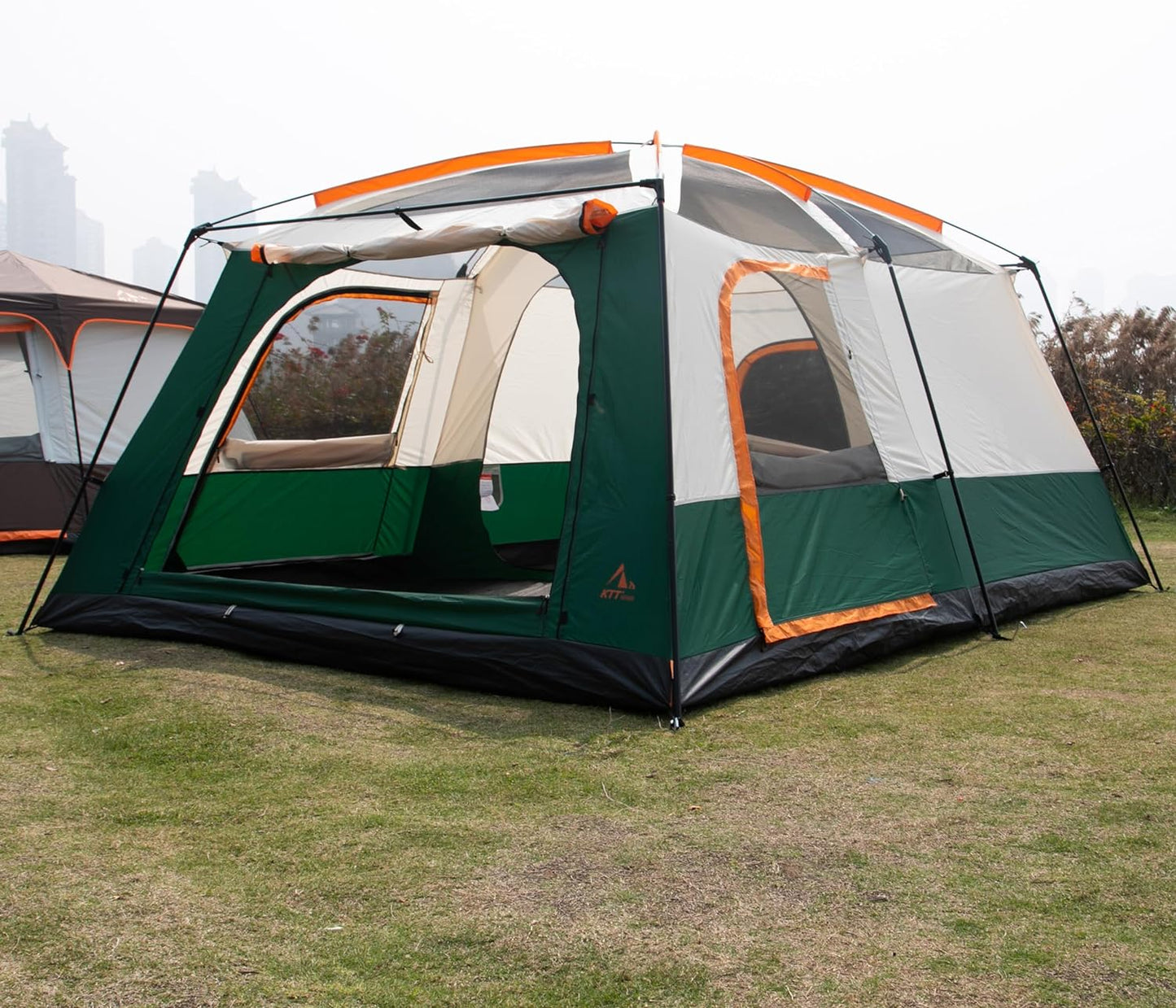 Extra Large Tent 10-12 Person(A),Family Cabin Tents,2 Rooms,3 Doors and 3 Windows with Mesh,Straight Wall,Waterproof,Double Layer,Big Tent for Outdoor,Picnic,Camping,Family Gathering