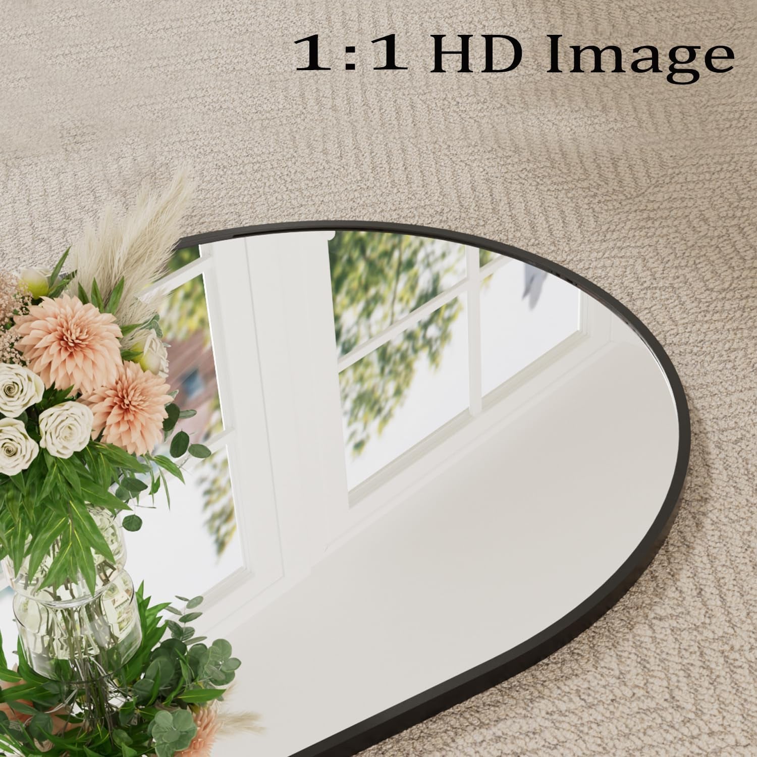 71''X30'' Arched Full Length Floor Mirror Large Mirror Full Length with Stand, Big Full Body Mirror for Bedroom, Living Room, Oversized Mirror for Wall Mounted,Hanging Mirror,Black - Design By Technique