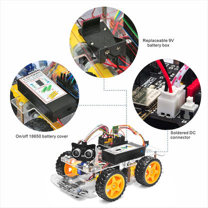 Robot Car Starter Kit for Arduino | STEM Remote Controlled App Educational Motorized Robotics for Building Programming Learning How to Code | IOT Mechanical DIY Coding for Kids Teens Adults