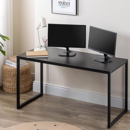 Jennifer 55 Inch Black Frame Desk, Computer Workstation, Office Desk, Easy Assembly, Deep Espresso